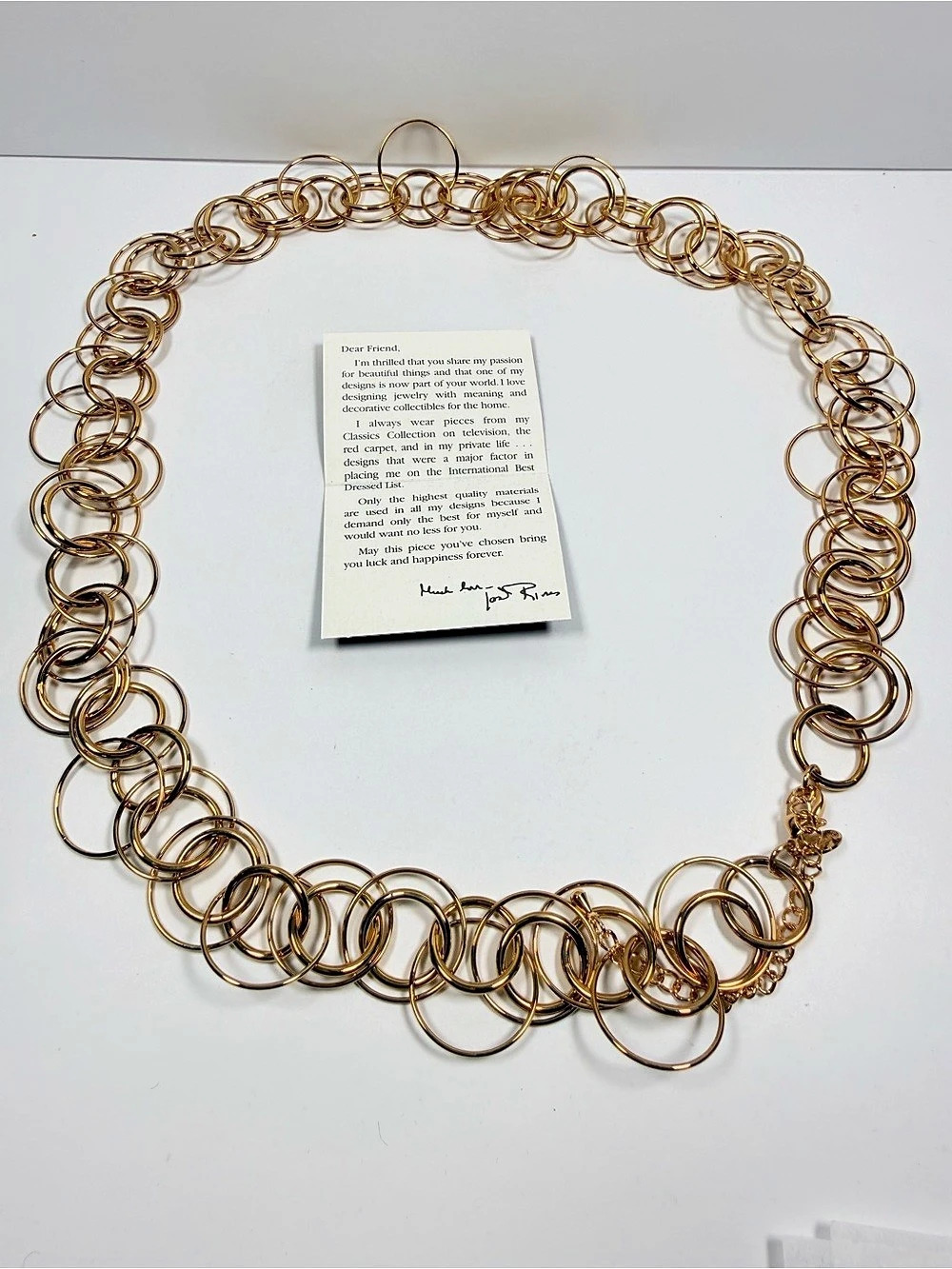 New-Joan Rivers Classics Collection Interlocking Rings Necklace Gold